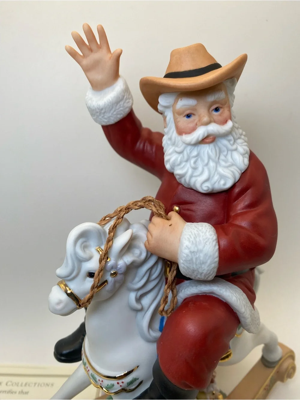 NEW Lenox Wild West Santa Riding White Rocking Horse - Figurine w box & COA